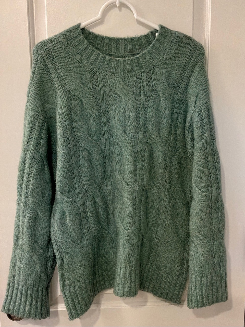 American Eagle Outfitters Whoa So Soft Cable Knit Sweater Jade